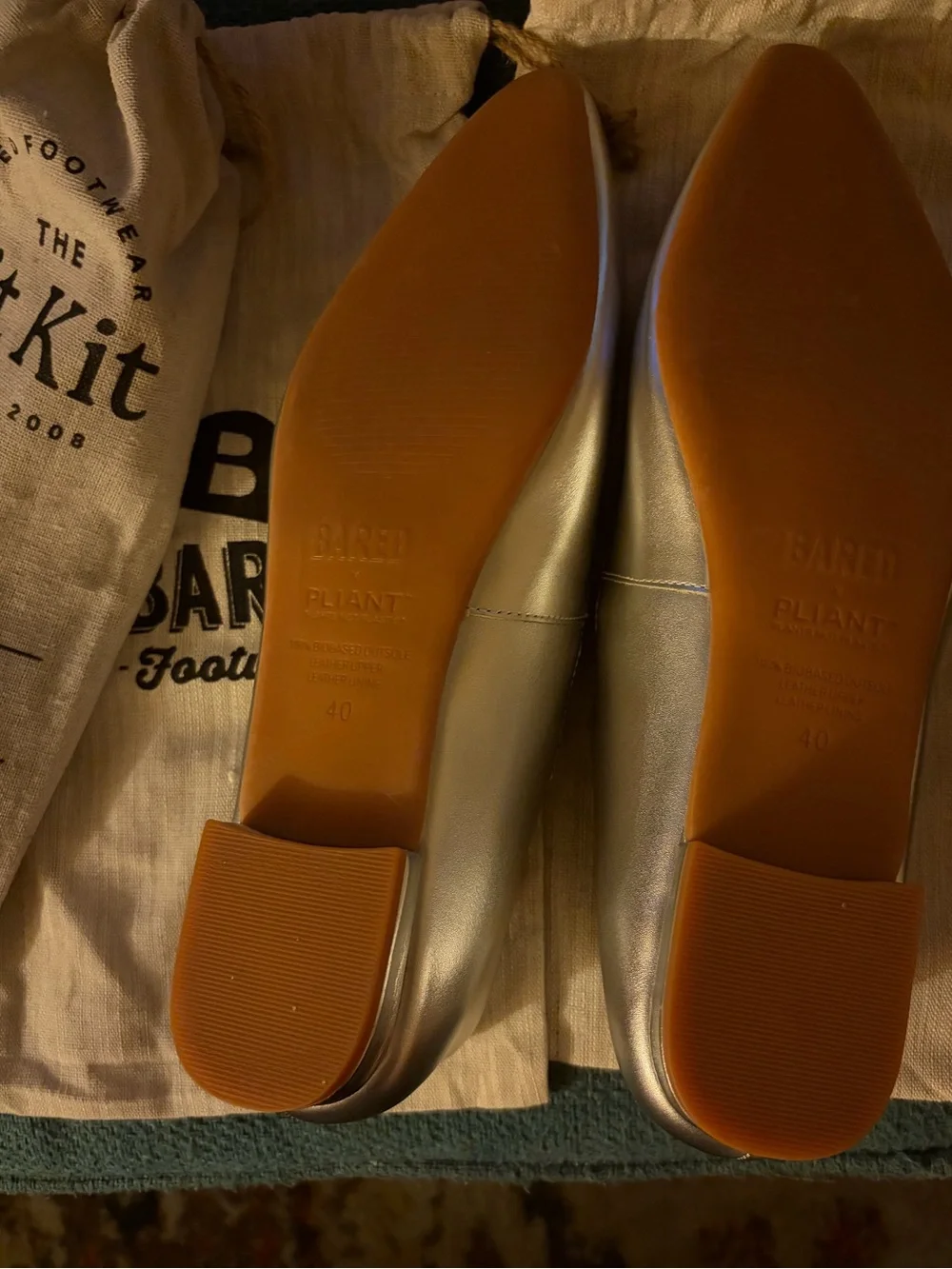 BARED Partridge 2 Silver Leather Ballet Flats
